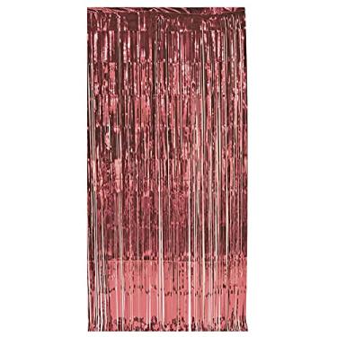 Imagem de Beistle Cortina metálica Gleam 'N Cortina para pendurar, decoração de porta, 20,3 x 9,5 cm, ouro rosa