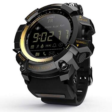 Imagem de Relógio Lokmat 2021 bluetooth digital relógio masculino pedômetro mulher ip68 à prova dip68 água esporte para ios android telefone (Preto-Dourado)