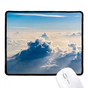 Imagem de Tapete de borracha para jogos Sunshine Clouds Blue Sky Mousepad com borda costurada