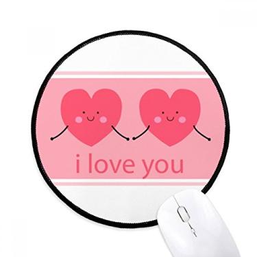 Imagem de Mouse pad para dia dos namorados rosa lindo sorriso rosto corações tapete para escritório tapete redondo para computador