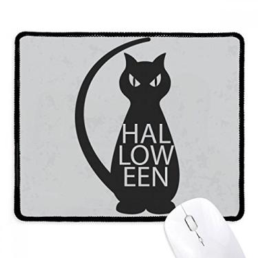 Imagem de Mousepad preto para gatos com borda costurada para Halloween