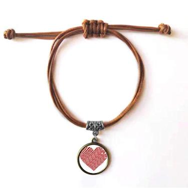 Imagem de DIYthinker Pulseira vermelha com estampa de coração de dia dos namorados pulseira de couro marrom joia presente