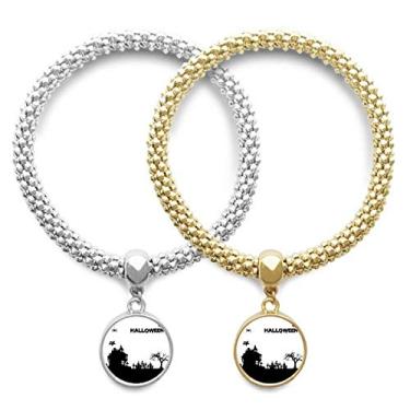 Imagem de DIYthinker Trees Happy Ghost Fear Halloween Lover Pulseira Pingente Joias Presente de Casal