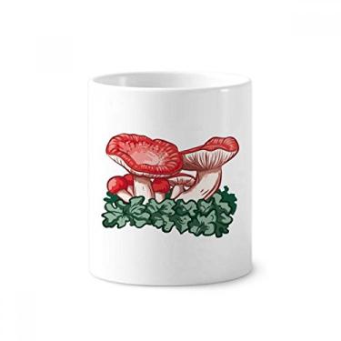 Imagem de Lindo cogumelo venenoso vermelho ilustração escova de dentes suporte para caneta caneca cerâmica suporte lápis copo