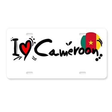 Imagem de DIYthinker I Love Cameroon Bandeira da Palavra Love Heart Ilustration Placa de licença Decoração de carro Acessório de aço inoxidável