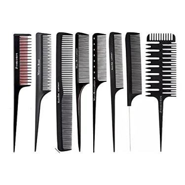 Imagem de KIT 8 PENTES PROFISSIONAIS+ ESCOVA FINA PARA TOPETES MARCO BONI