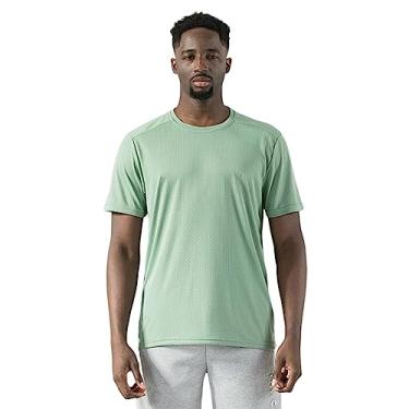 Imagem de Camiseta masculina casual de manga curta, gola redonda, plus size, seda gelada, leve, pulôver top blusa de verão, verde, 3GG (185