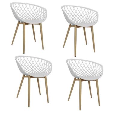Imagem de Kit 4 Cadeiras Poltrona Clarice Sidera Nest Web C/ Apoio De Braço - Branca