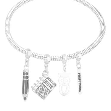 Imagem de Pulseira Profissão Professora Para Pandora Banhado a Prata 925