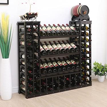 Imagem de Rack para garrafas de vinho - refrigerador de vinho de chão, armário divisório de madeira maciça, expositor de pouso, prateleira de armazenamento organizador de vinho para uso doméstico/bar/balcão,