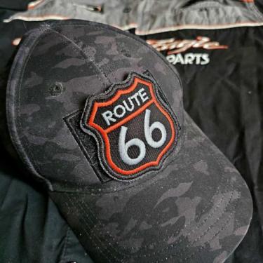 Imagem de MOT222-017 Rota Route 66 Patch Bordado 6,6x6,7 cm (B) Fecho de Contato)