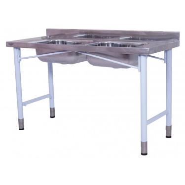 Imagem de Pia Industrial Benfati Inox 430 150x60cm Pés Pintados com 2 Cubas 560