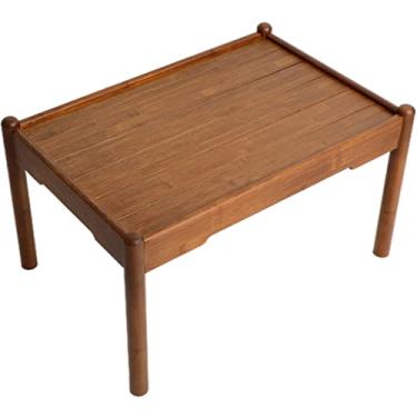 Imagem de Mesa de janela flutuante tatami dobrável mesa de centro pequena mesa de cabeceira baixa quarto comer sobremesa (cor: amarelo, tamanho: 60 * 40 * 36 cm) (marrom 50 * 30 * 36 cm)