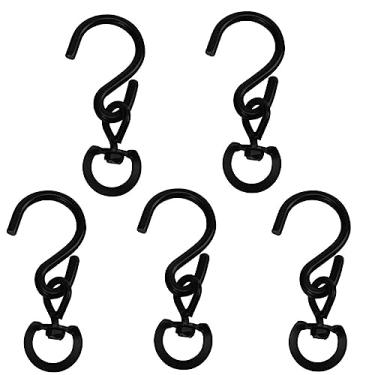Imagem de 5 peças de ganchos giratórios para plantas suspensas spinners de extensões giratórias ganchos de plantas resistentes para alimentador de pássaros, plantadores internos e externos (Preto)