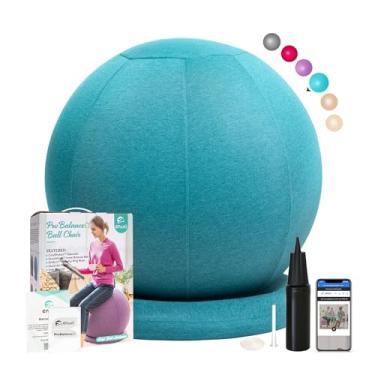Imagem de ENOVI Bola de assento ProfiBalance ergonômica para escritório com capas de cadeira, base de anel de estabilidade, para escritório e casa, melhora o equilíbrio, força e postura do núcleo, alivia dores