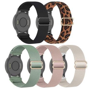 Imagem de Pacote com 5 pulseiras de relógio de nylon elástico compatíveis com Garmin Venu 3S/4 de 41 mm/2S/Forerunner 265S de 42 mm, pulseira esportiva elástica ajustável de 18 mm para Vivoactive 4S de 40 mm