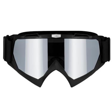 Imagem de BELINOUS Óculos de motocicleta para homens, mulheres, adultos, jovens, UTV, quadriciclo, motocross, para esqui, corrida off-road (armação preta + lente prateada)