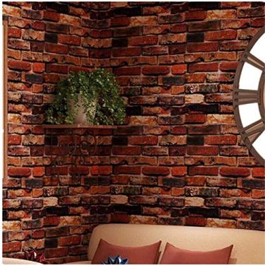 Imagem de Yancorp Papel de parede de tijolo 45,72 cm x 304,8 cm enferrujada vermelho papel de parede autoadesivo lareira pano de fundo cozinha backsplash decoração de parede adesivo papel de parede
