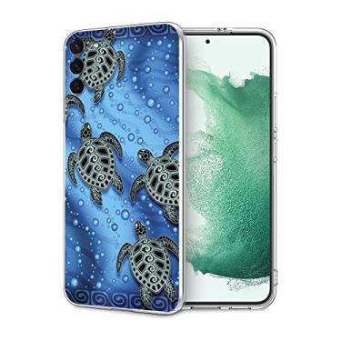 Imagem de Compatível com Samsung Galaxy S22, capa transparente de animais marinhos engraçados, tartarugas marinhas, capa de proteção total de TPU macio, presente para mulheres e homens