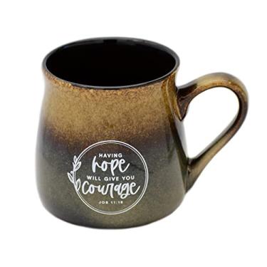 Imagem de Caneca de café de designer de cerâmica | Having hope will give you courage Job 11:18 | Comporta 473 ml | Seguro para lava-louças e micro-ondas | Ótimo para café, chá, sopas, chocolate quente