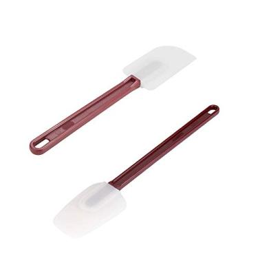 Imagem de Raspador de colher de silicone de alta resistência ao calor, espátula profissional para cozinhar, conjunto com 2, Vermelho, 16.5''