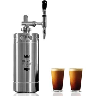Imagem de The Original Royal Brew Nitro Cold Brew Cafeteira – Presente para amantes de café – Barril doméstico extra grande de 3,628 g, kit dispensador de café com sistema de gás nitrogênio