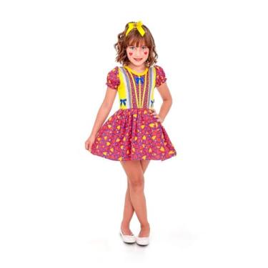Imagem de Vestido Festa Junina Infantil Luxo pra Meninas Roupa Caipira Xadrez Quadrilha de Escola (BR, Alfa, G, Regular, Vermelho)