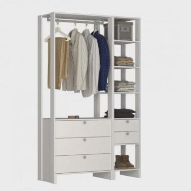 Imagem de Closet Modulado 2 Peças 1 Cabideiro 5 Gavetas e 5 Nichos Yes