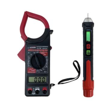 Imagem de Kit Alicate Amperímetro Digital Corrente Resistência Tensão Continuidade Va-750 Portátil Fasímetro Trifásico Spi-400