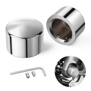 Imagem de Amazicha Tampa cromada para eixo frontal da porca do eixo compatível com Harley Softail Electra Road Glide Sportster