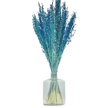 Imagem de Arranjo de Flores Desidratadas Buquê de Chão Capim Azul + Vaso de Vidro
