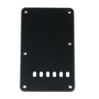 Imagem de Musiclily 6 Furos Vintage Escudo Traseiro para Tremolo de Guitarra Fender EUA/Mexicana Standard Stratocaster Estilo Moderno,1 Camada Preto