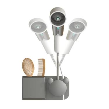 Imagem de Suporte Secador de Cabelo Parede 3 em 1: Organize Seu Secador, Escova e Cabos com Praticidade