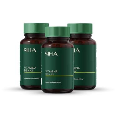 Imagem de Vitamina D3 + K2 Siha - 2000iu/149mcg 90 Cápsulas Vegetais (3 potes)