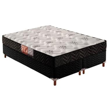 Imagem de  Cama Box Queen: Colchão Espuma D33 Paropas Pasquale + Base CRC Suede Black(158x198)