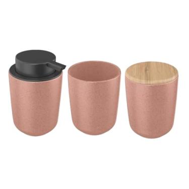 Imagem de Kit Conjunto Banheiro Lavabo 3 Peças Cerâmica Cores (Rosa)