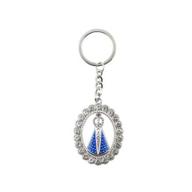 Imagem de Chaveiro Nossa Senhora Aparecida Aura Oval Prateada 5.5cm - Tasco