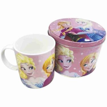 Imagem de Caneca De Porcelana Rosa Na Lata Anna e Elsa Frozen 350ml - Disney - T