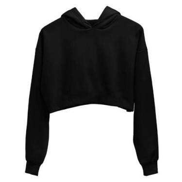 Imagem de Blusa Cropped De Moletom Flanelado Liso - On Lit, Preto, P