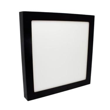 Imagem de Painel LED de Sobrepor Jet Black 25W Luz Branca Quadrado Preto Bivolt 