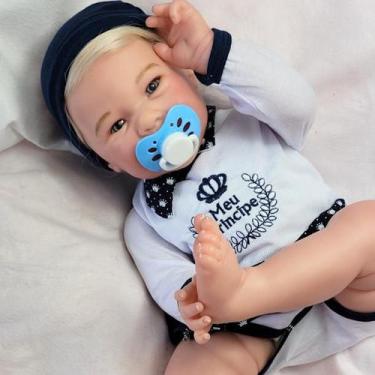 Imagem de Bebê Reborn Menino Corpo Siliconado Fio a Fio Baby - Mundo Azul e Rosa