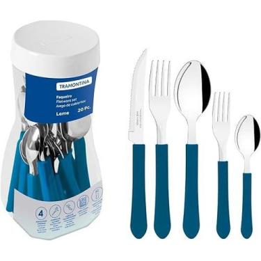 Imagem de Faqueiro Tramontina Leme 20Pç Azul, Azul, 20 peças