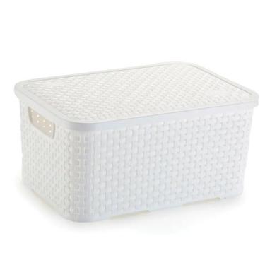 Imagem de Caixa Organizadora Rattan Médio Branco 8 Litros Com Tampa - Nitron
