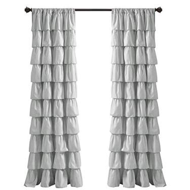 Imagem de Lush Decor, Cortina de janela com babados cinza claro - Painel chique estilo fazenda para sala de estar, sala de jantar, quarto (único), 213 cm x 50 C