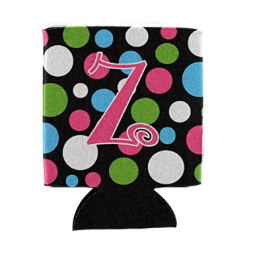 Imagem de Caroline's Treasures CJ1038-ZCC Monograma inicial letra Z – Empilhador de lata ou garrafa rosa de bolinhas, capa térmica lavável à máquina com isolamento dobrável