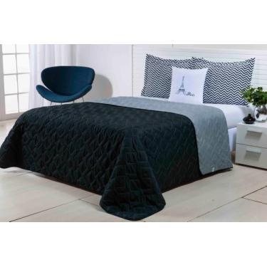 Imagem de Cobre Leito Paris Queem 5 Peças Microfibra Dupla Face cor preto com ci