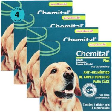 Imagem de Chemital Plus Com4 Comprimidos ChemitecVermífugo Para Cães Kit Com 4 C