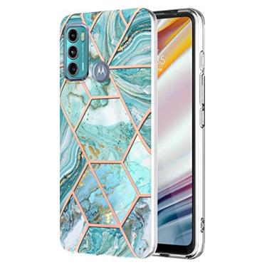 Imagem de Dinglijia Capa para Moto G60 G40 Fusion, TPU macio + padrão de mármore mosaico IMD, design fino, proteção de tela e câmera aprimorada para Moto G60/G40 Fusion YBPJ azul