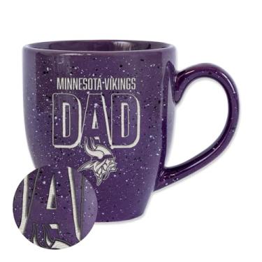 Imagem de Rico Industries Caneca de café NFL Football Minnesota Vikings Dad roxo 473 ml cor do time gravado a laser cerâmica salpicada