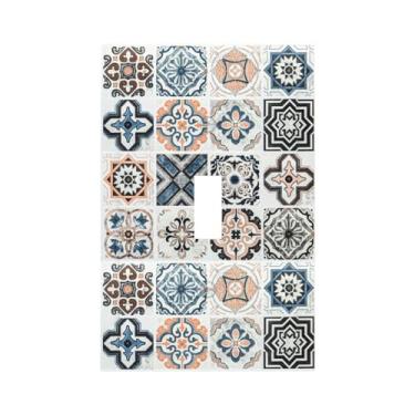 Imagem de Placa de interruptor de luz marrom marroquina de 1 gangue, placa de parede elétrica de interruptor único, capa de tomada de tamanho médio, placa frontal elétrica, decorativa, estilo marroquino,